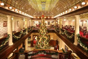 The Lobby of the Historic Hotel Boulderado at Christmas