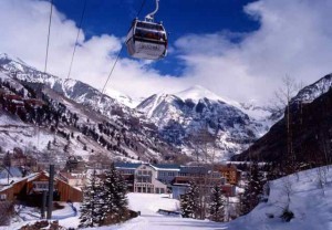The Gondola and Camel's Garden Hotel Backdropped by Telluride's Majestic Peaks