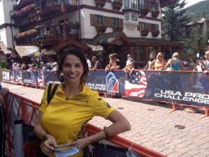 Taking a Break from Book Promoting Along the Barriers at the Vail Time Trial of the USA Pro Cycling Challenge