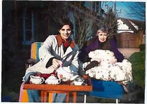 Me and Mom Early Spring 1990ish Having Tea in the Garden at the Normandy Country House