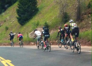 Powering Up Behind Spectator Cyclists on McClure Pass Outside of Aspen