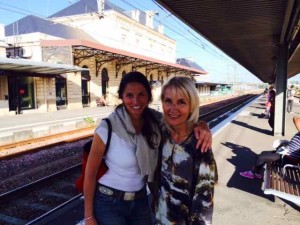 Saying Goodbye to Christiane Bonnat from Basque Tourism at the Train Station in Biarritz