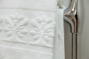 Luxurious Linens on a Heated Towel Rack at L'Orsay