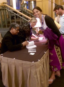Deepak Chopra Signing a Copy of One of His Books for Me at the Telluride Integrative Wellness Summit
